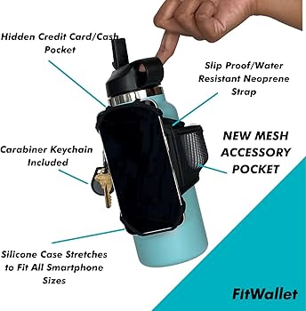 Water Bottle Holder with Strap for YETI Rambler 36 oz Bottle Water Bottle Carrier Sling Bag with Phone Pocket Gym Bottle Accessories Water Bottle Sleeve Bag for Walking Hiking Travel-White