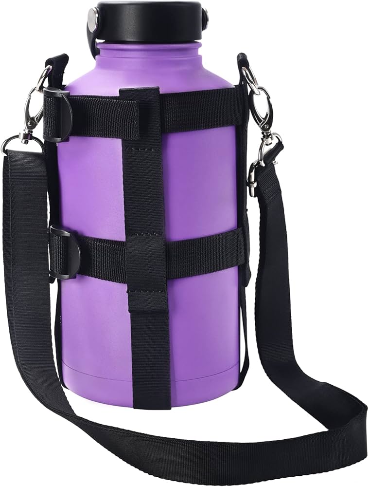 Water Bottle Holder with Strap for YETI Rambler 36 oz Bottle Water Bottle Carrier Sling Bag with Phone Pocket Gym Bottle Accessories Water Bottle Sleeve Bag for Walking Hiking Travel-White
