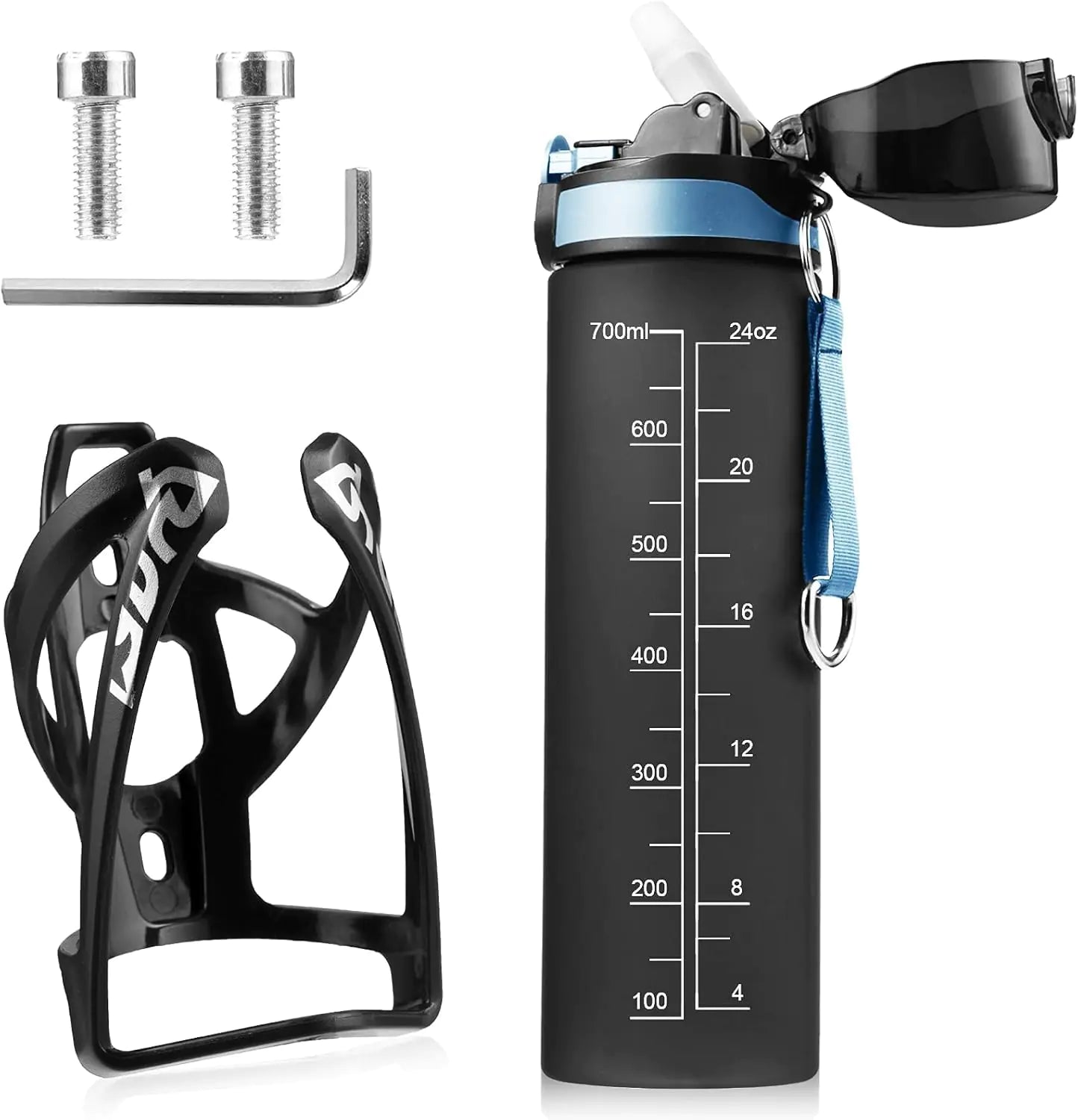 Bike Water Bottle Holder with 700ml Water Bottle Bike Bottle Holder with Premium BPA Free Leak Proof Bike Water Bottle Water Bottle Cage for Bike Mountain and Kids