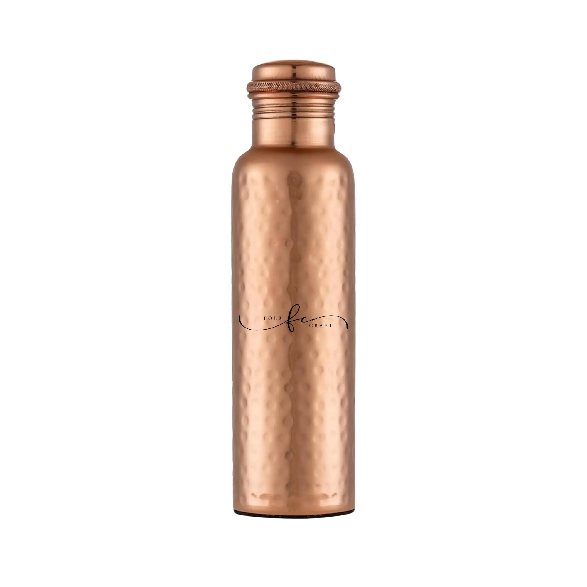 FOLK CRAFT Pure Copper Water Bottle - 32 oz - Indian Handmade Copper Bottle for Drinking Water at Travel Hiking Gym Office Outdoor - Hammered