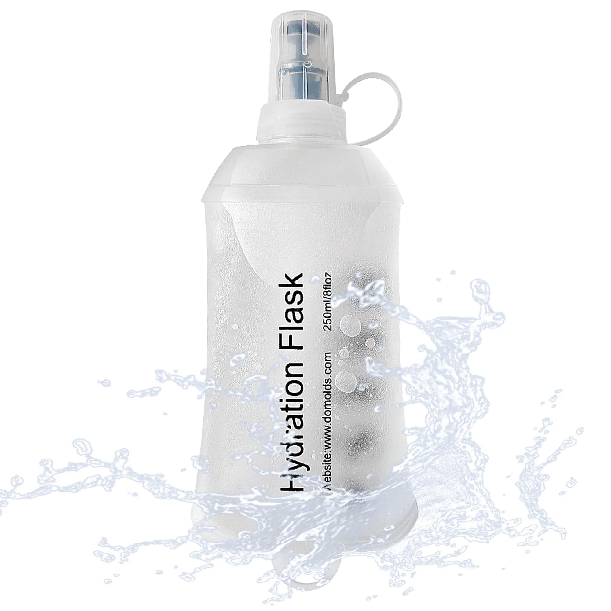 J.CARP 250ml Soft Flask Running Water Bottles TPU Foldable Running Hydration Flask for Hydration Pack Cycling Hiking Climbing Outdoors Motorbike White