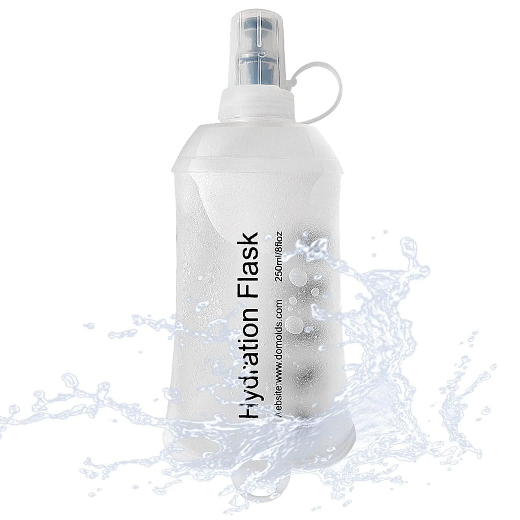 J.CARP 250ml Soft Flask Running Water Bottles TPU Foldable Running Hydration Flask for Hydration Pack Cycling Hiking Climbing Outdoors Motorbike White